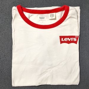 Levi's White and Red Baseball Tee